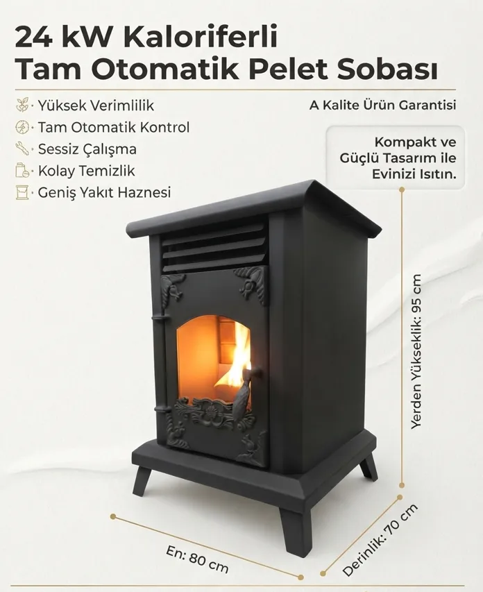 DESAN 24 KW KALORIFERLI TAM OTOMATIK PELET SOBASI