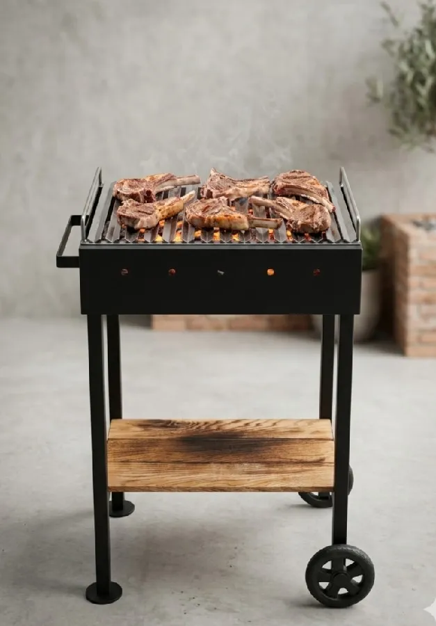 DESAN CRAFT V PRO 15MM KALIN SAC OLUKLU MANGAL BARBEKU TEKERLEKLI AHSAP RAFLI